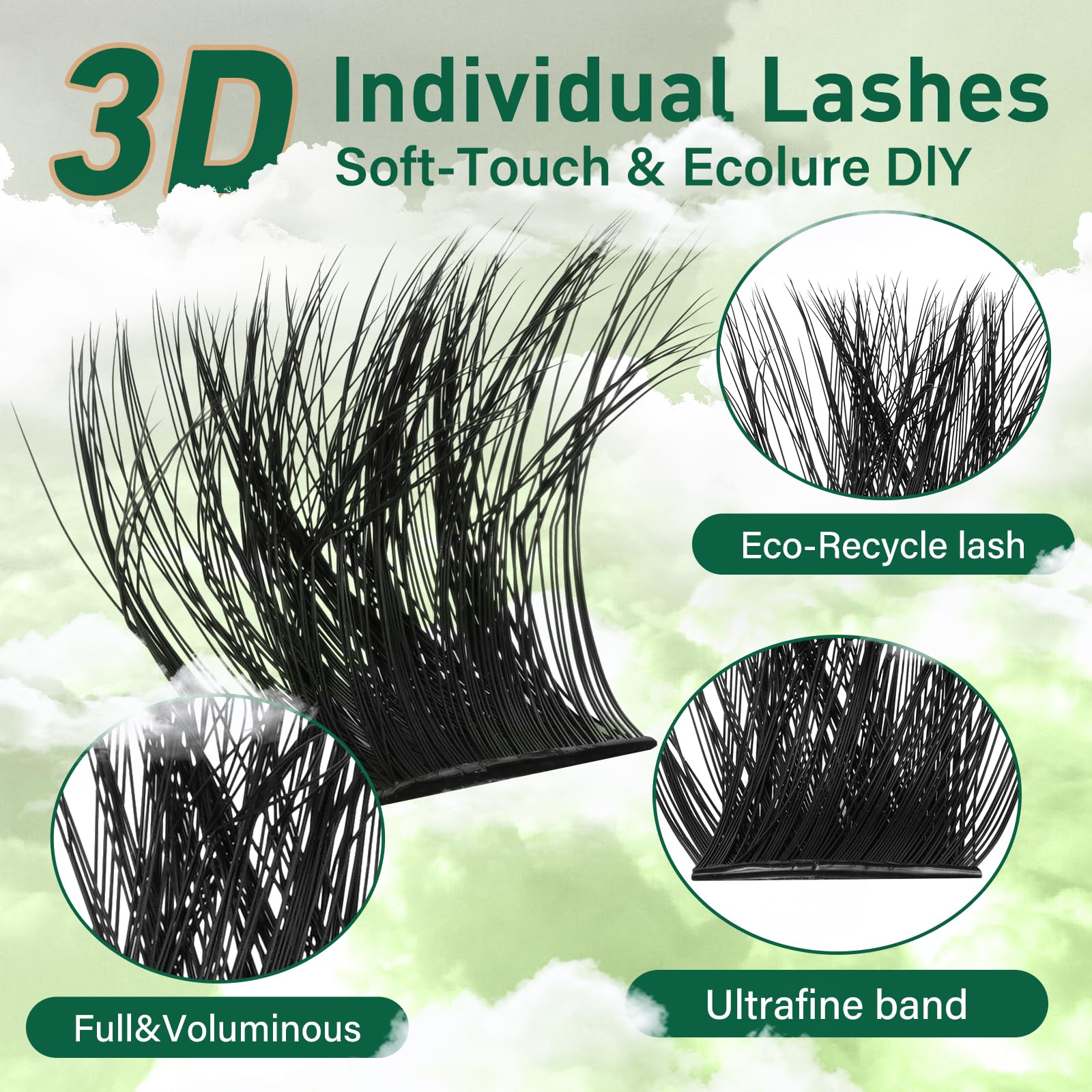 KEYYOU LASH clusters tray layout shows abundant clusters for versatile DIY looks.