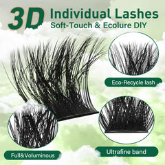 KEYYOU LASH clusters tray layout shows abundant clusters for versatile DIY looks.