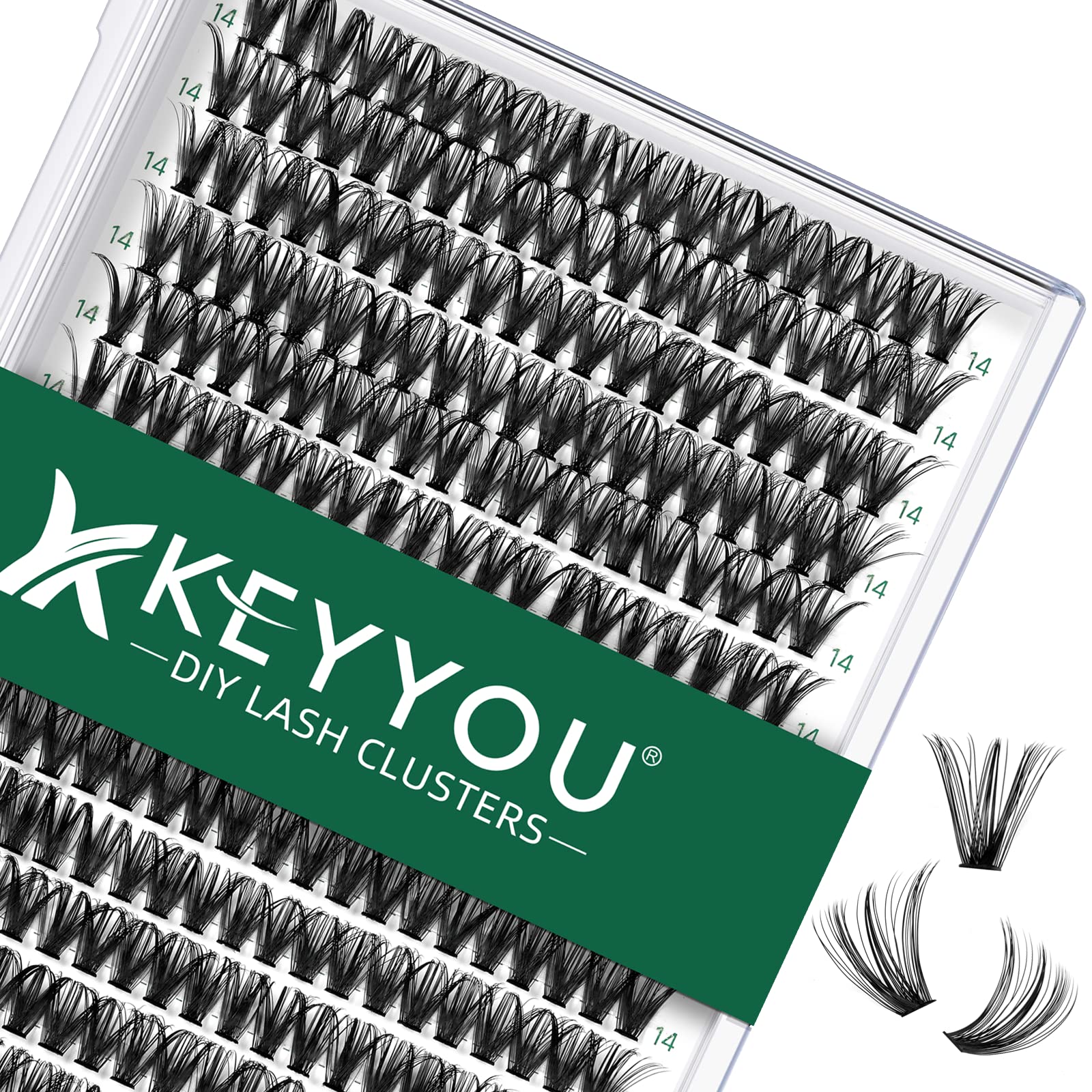KEYYOU lash clusters 300pcs tray close-up shows soft, comfortable lashes for daily wear