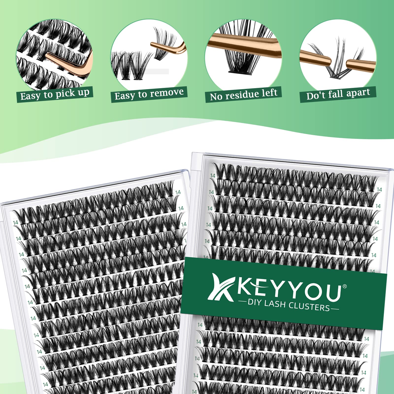 KEYYOU individual lashes 40d-0-07d close-up highlights durable curl and natural blend