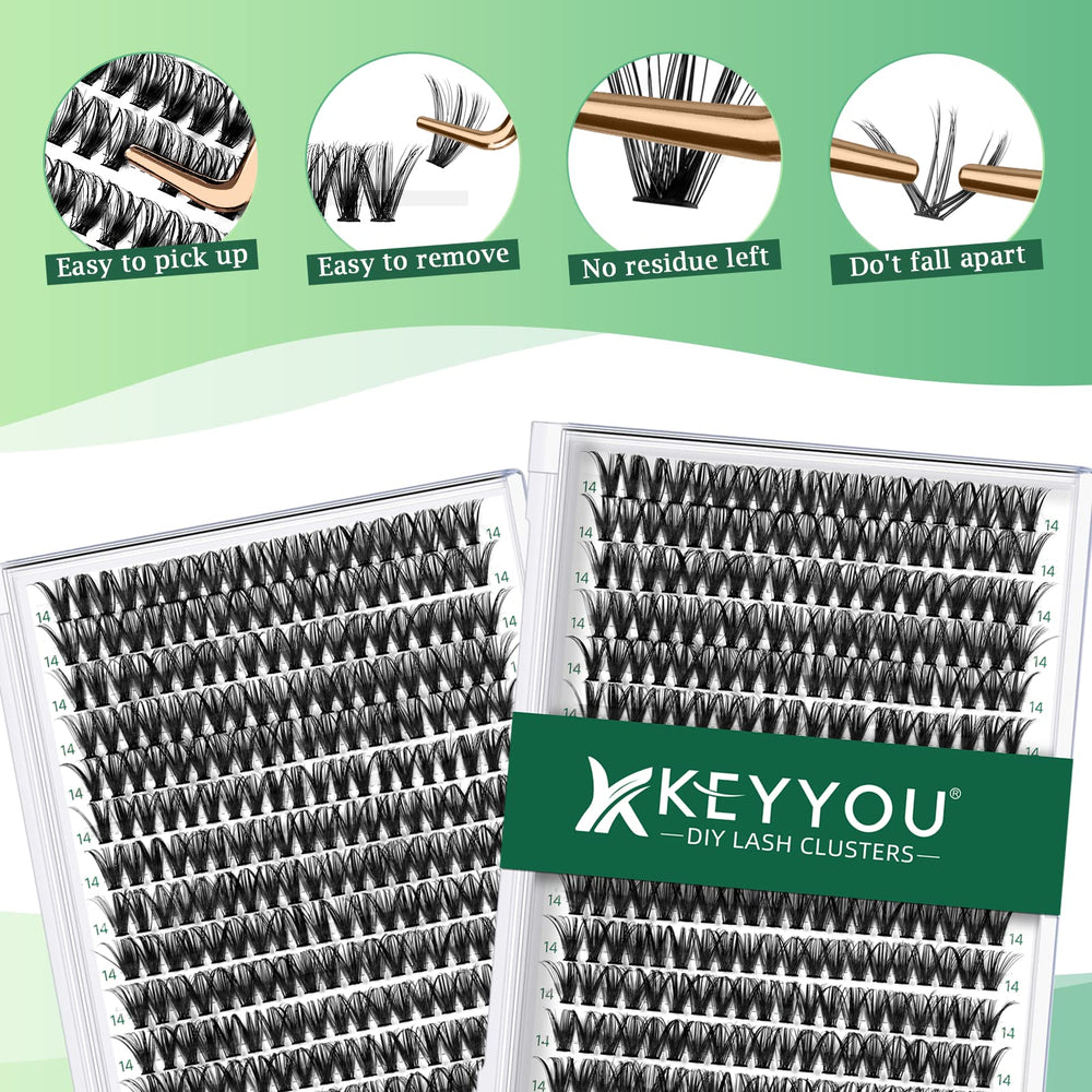 KEYYOU individual lashes 40d-0-07d close-up highlights durable curl and natural blend