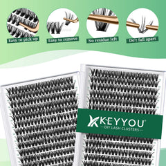 KEYYOU individual lashes 40d-0-07d close-up highlights durable curl and natural blend