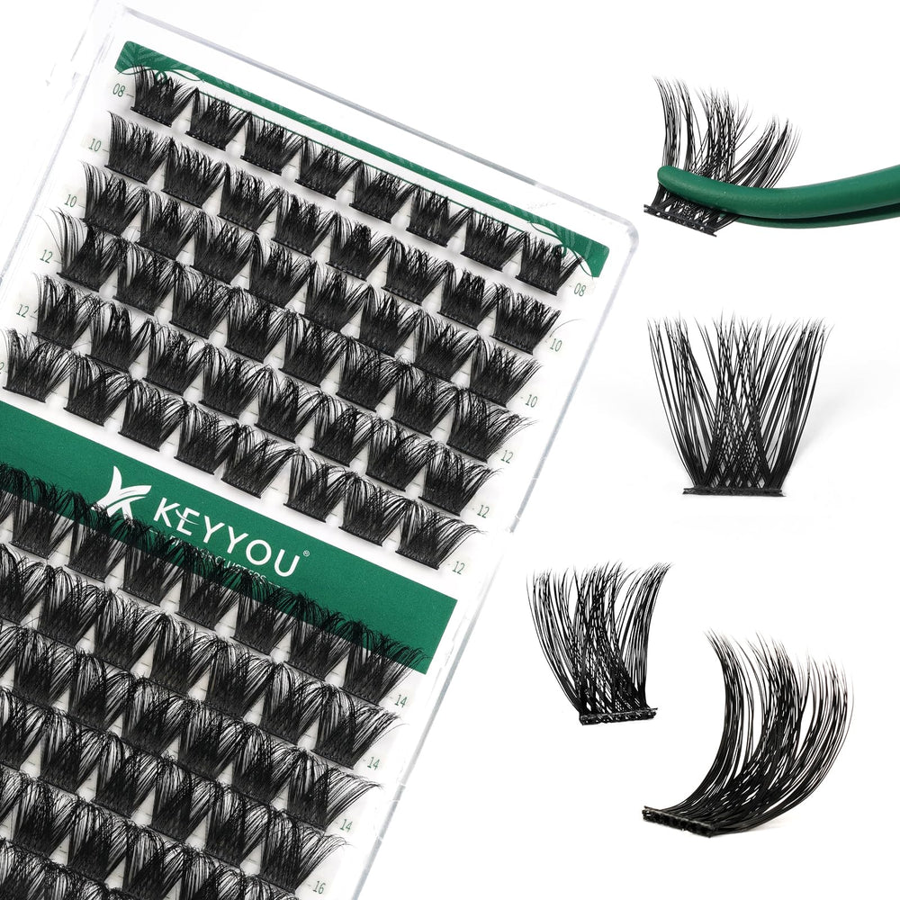 KEYYOU lash clusters 96pcs with Y02 D curl for natural volume.