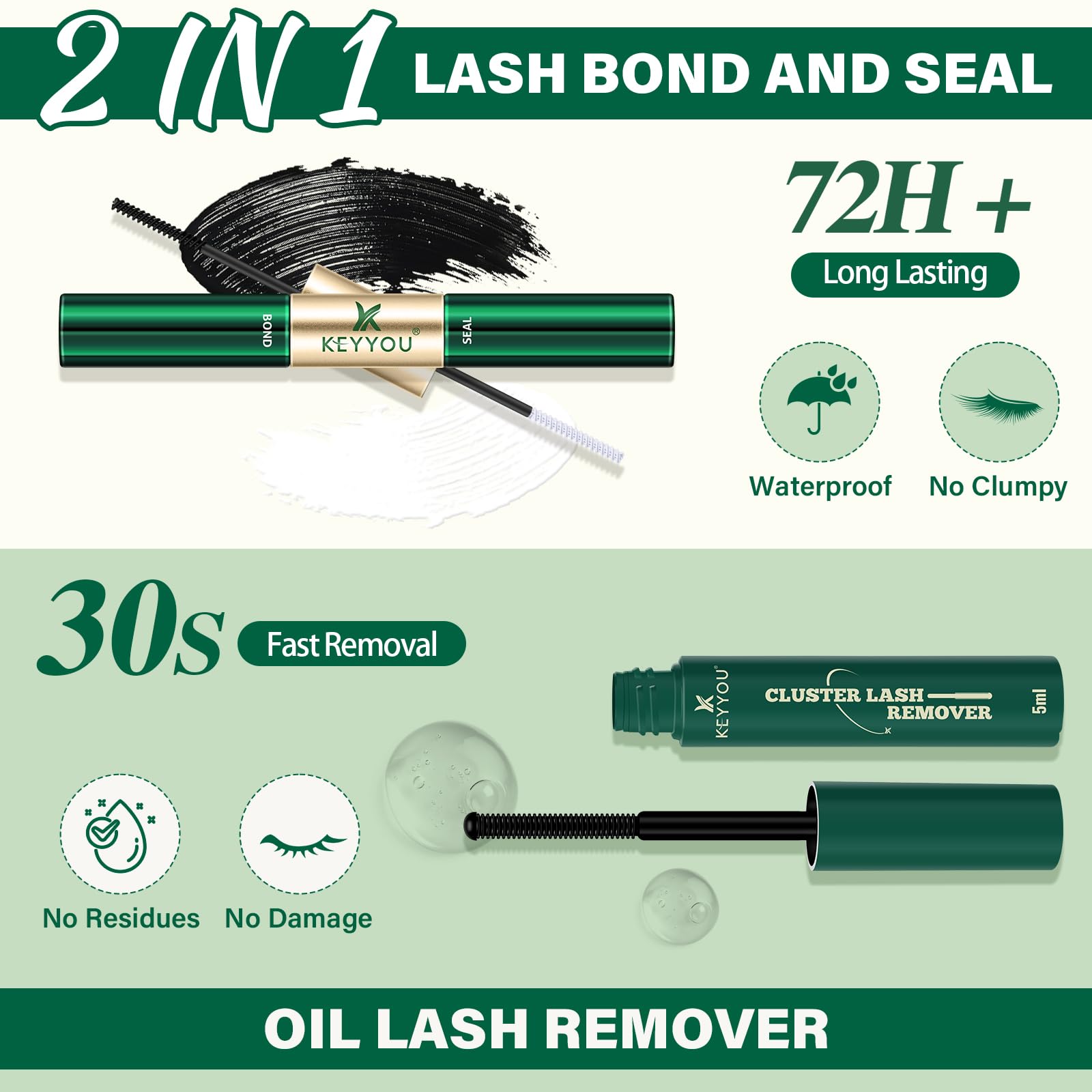 KEYYOU Lash clusters brush demonstrates easy separation and even lash application.