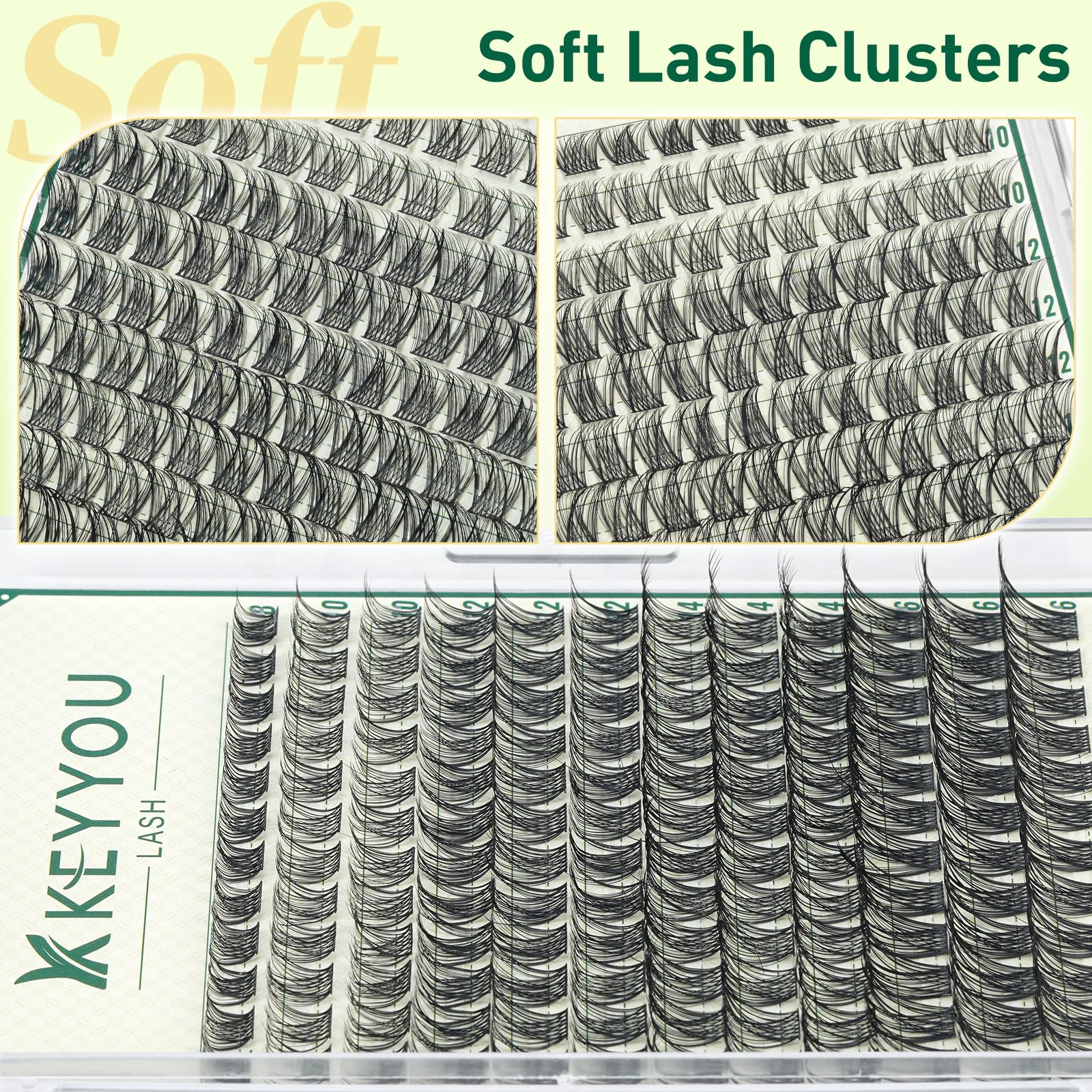 KEYYOU Lash Clusters feather-light fibers for comfortable, all-day wear.