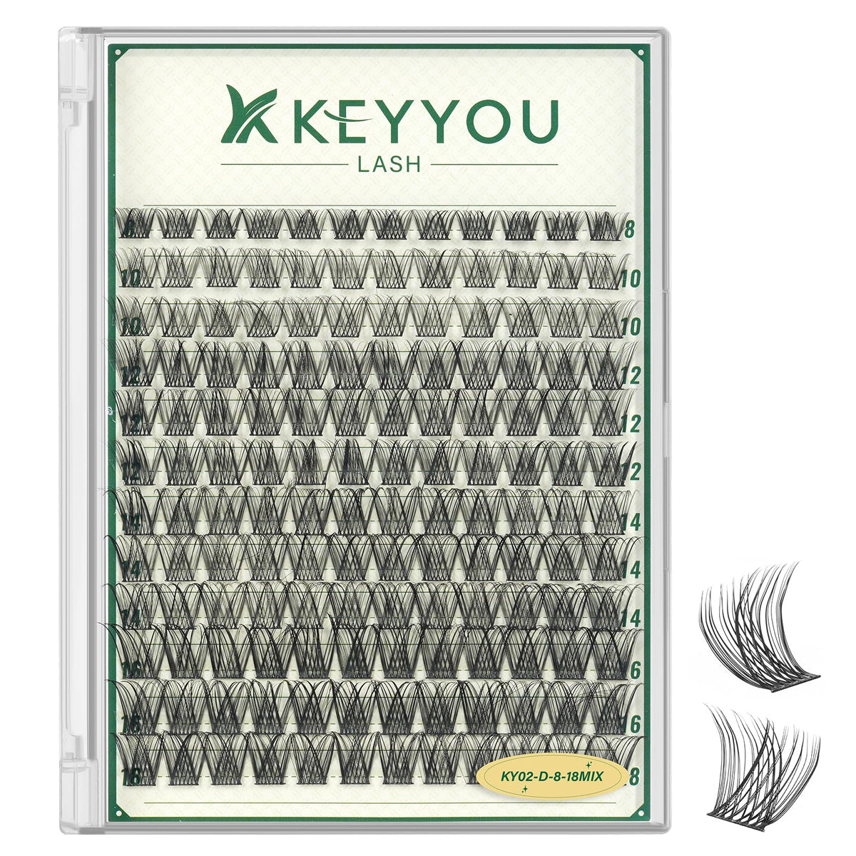 KEYYOU Lash Clusters full box view, ideal for DIY lash upgrades at home.