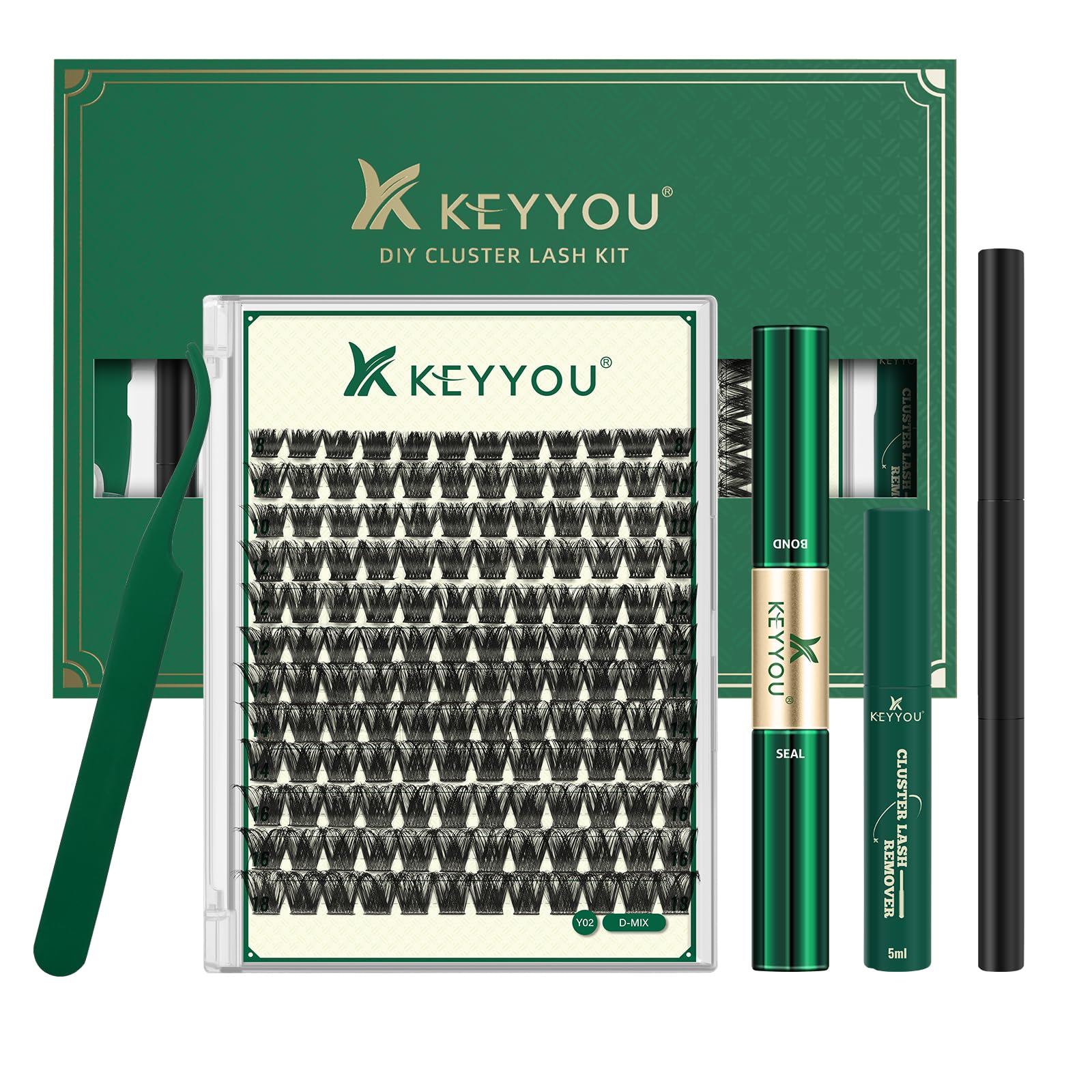 KEYYOU Lash Clusters Kit 144pcs for DIY lash extensions at home