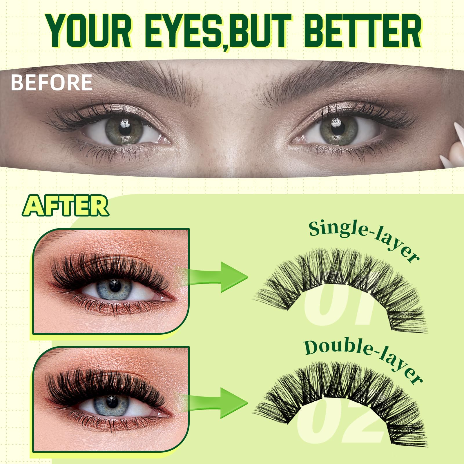 KEYYOU packaging highlights the upgraded large-capacity kit for DIY lash sessions.