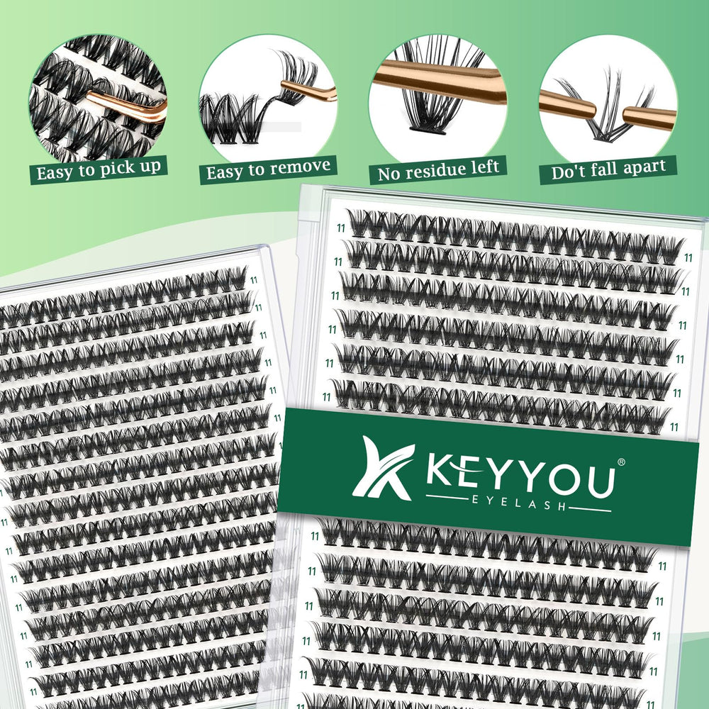 KEYYOU lash clusters natural look close-up shows believable volume