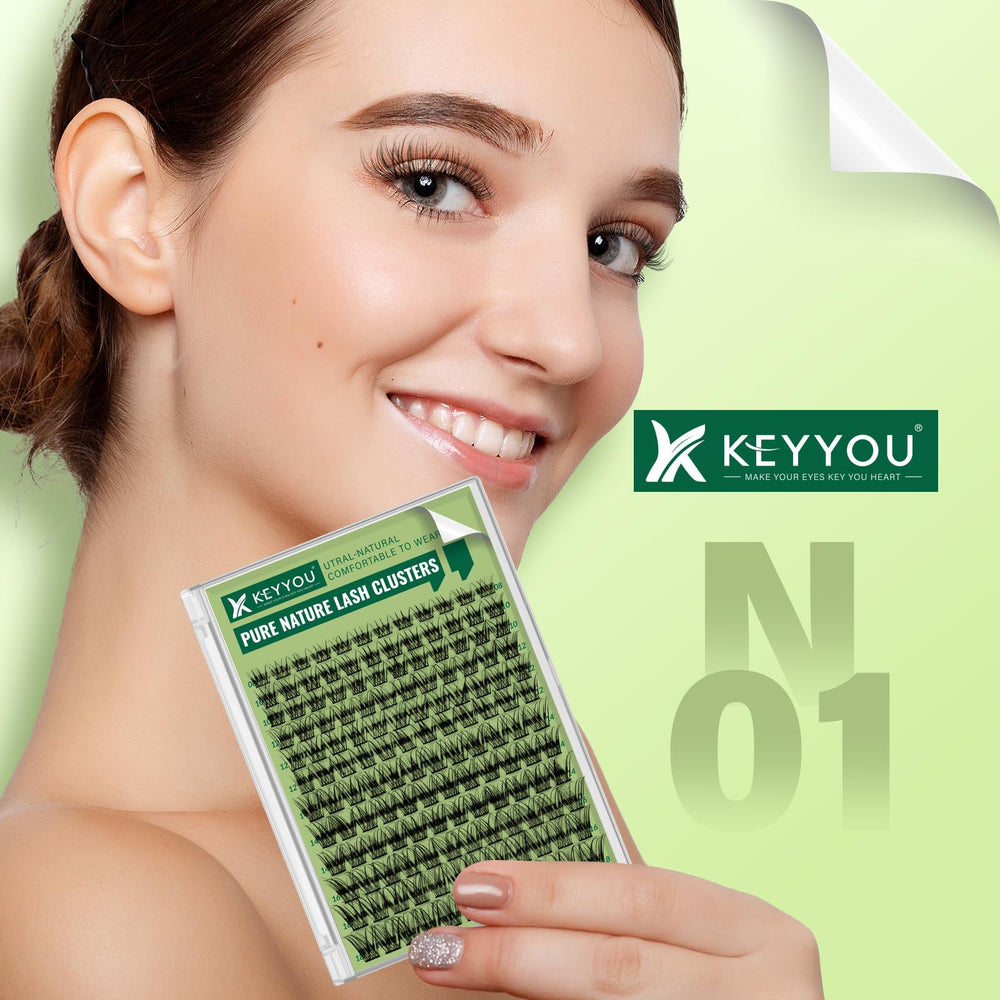 KEYYOU soft lash clusters stay lightweight for comfortable wear.