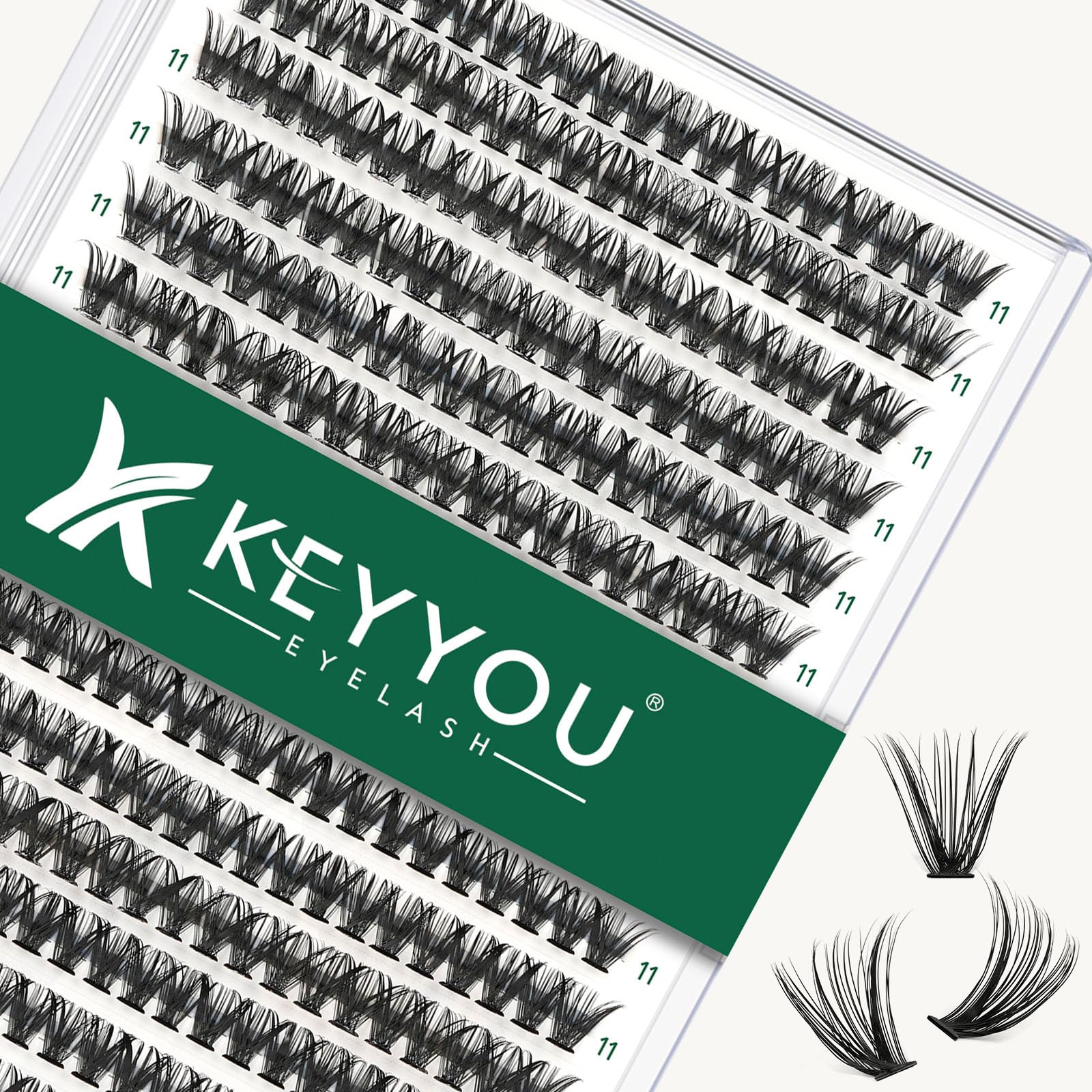 KEYYOU lash clusters tray 300pcs with varied lengths for easy DIY extensions