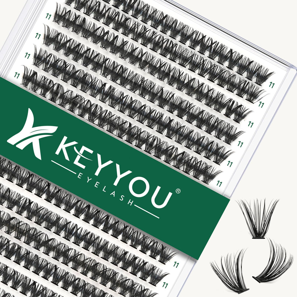 KEYYOU lash clusters tray 300pcs with varied lengths for easy DIY extensions