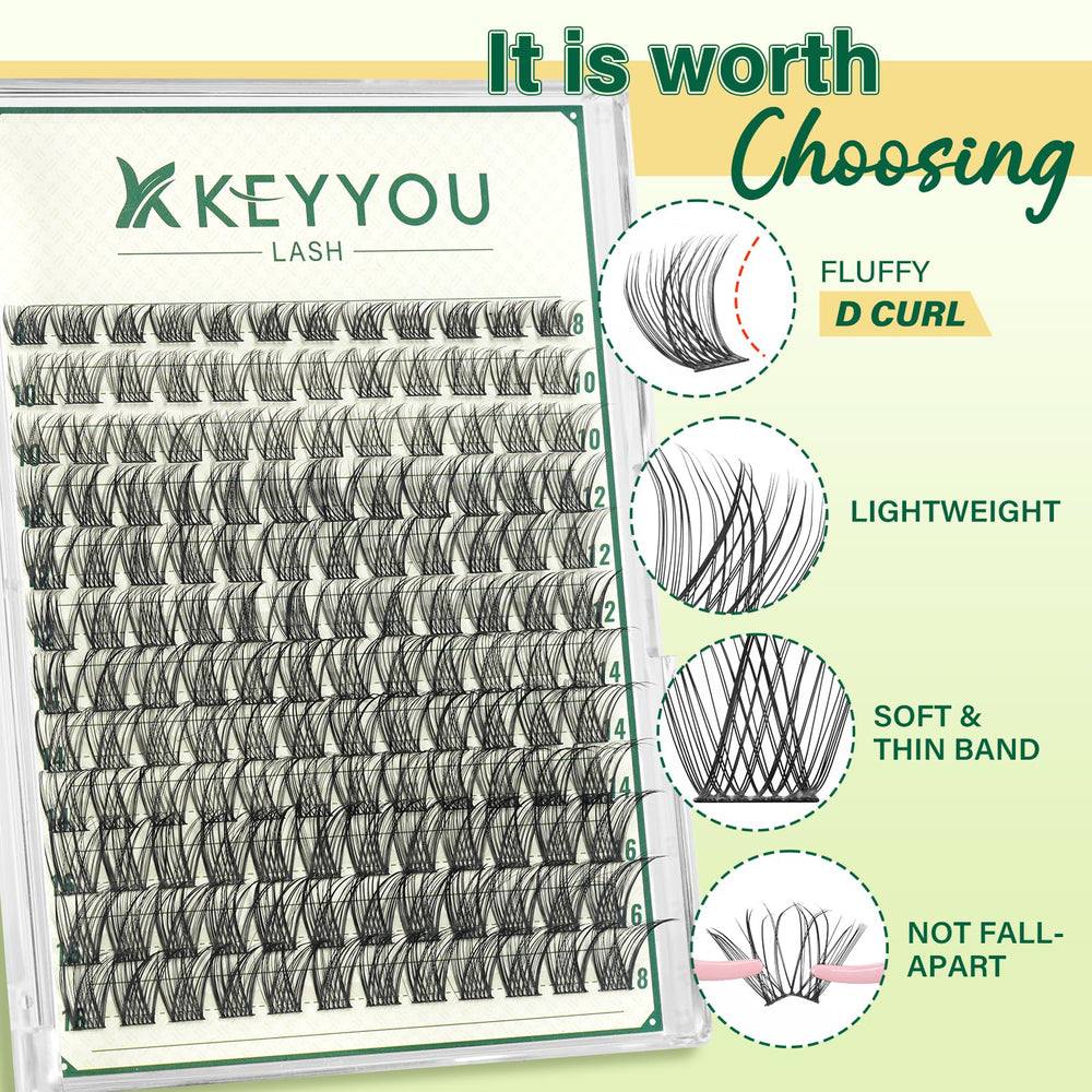 KEYYOU Lash Clusters value-quality option with luxurious feel at a fraction of cost.