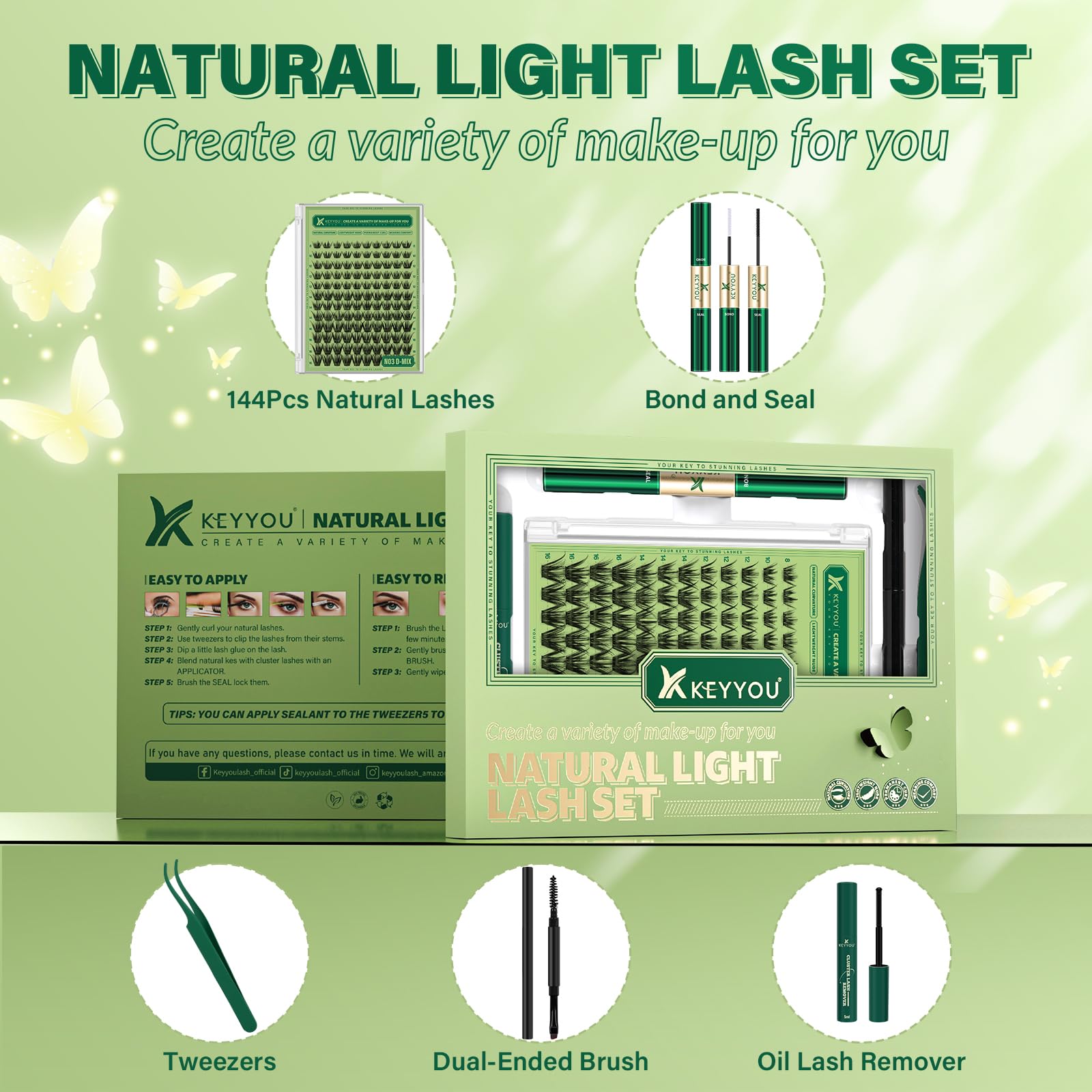 KEYYOU lash glue bottle and seal for durable wear