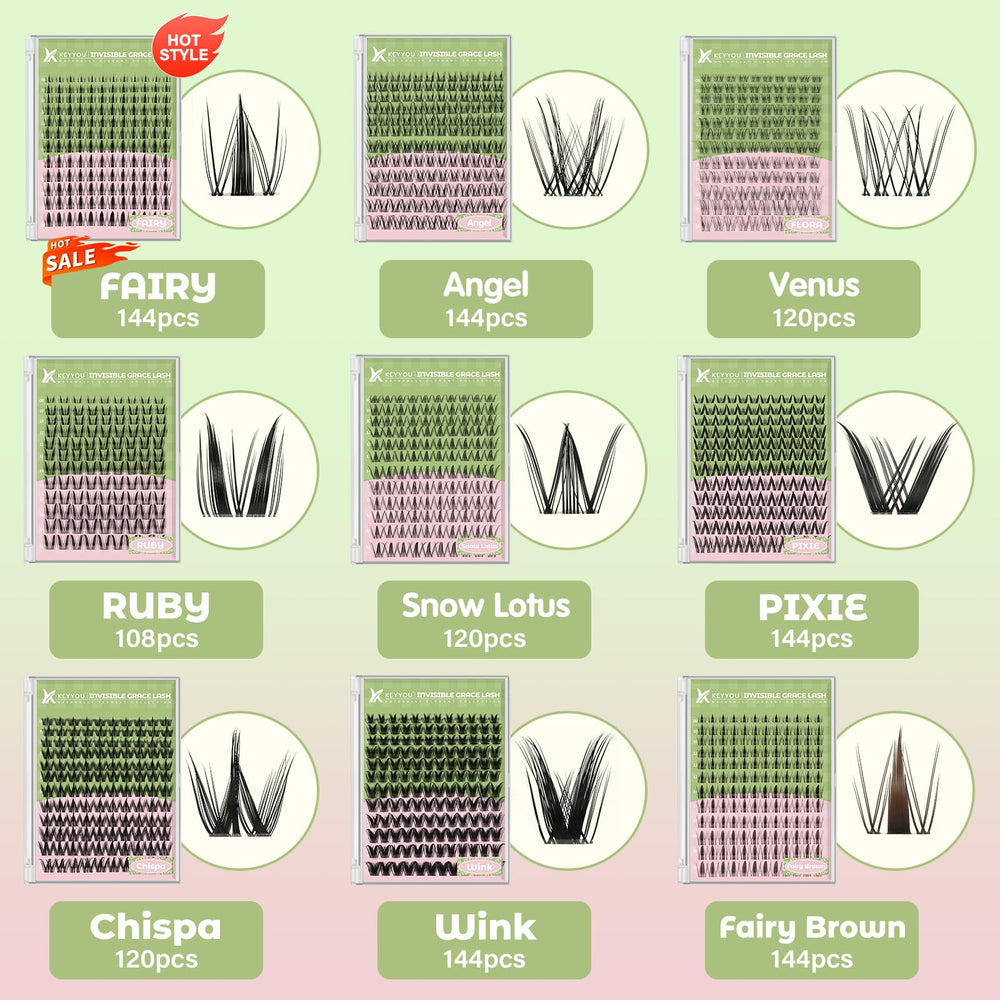 KEYYOU Tweezers help precise placement during lash cluster application.