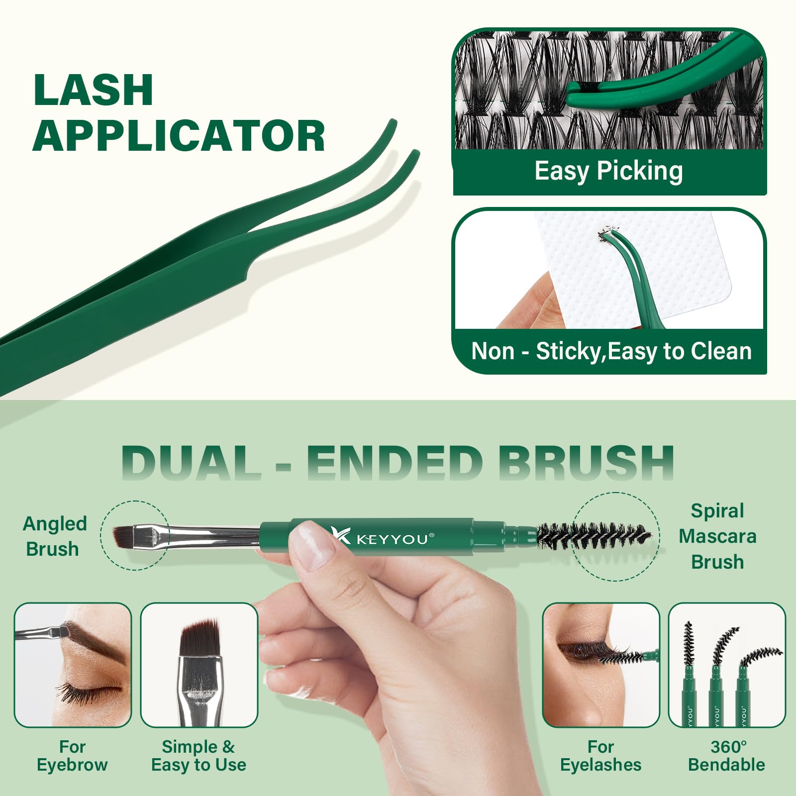 KEYYOU Mixed-length lashes 9–18mm illustrate natural-to-dramatic versatility.