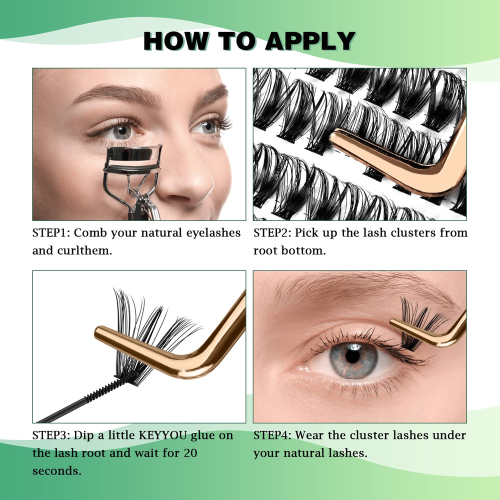 KEYYOU reusable lash clusters, maintain for multiple wears