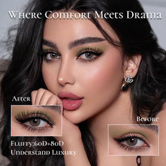 KEYYOU soft lash clusters close-up 60D+80D comfortable wear