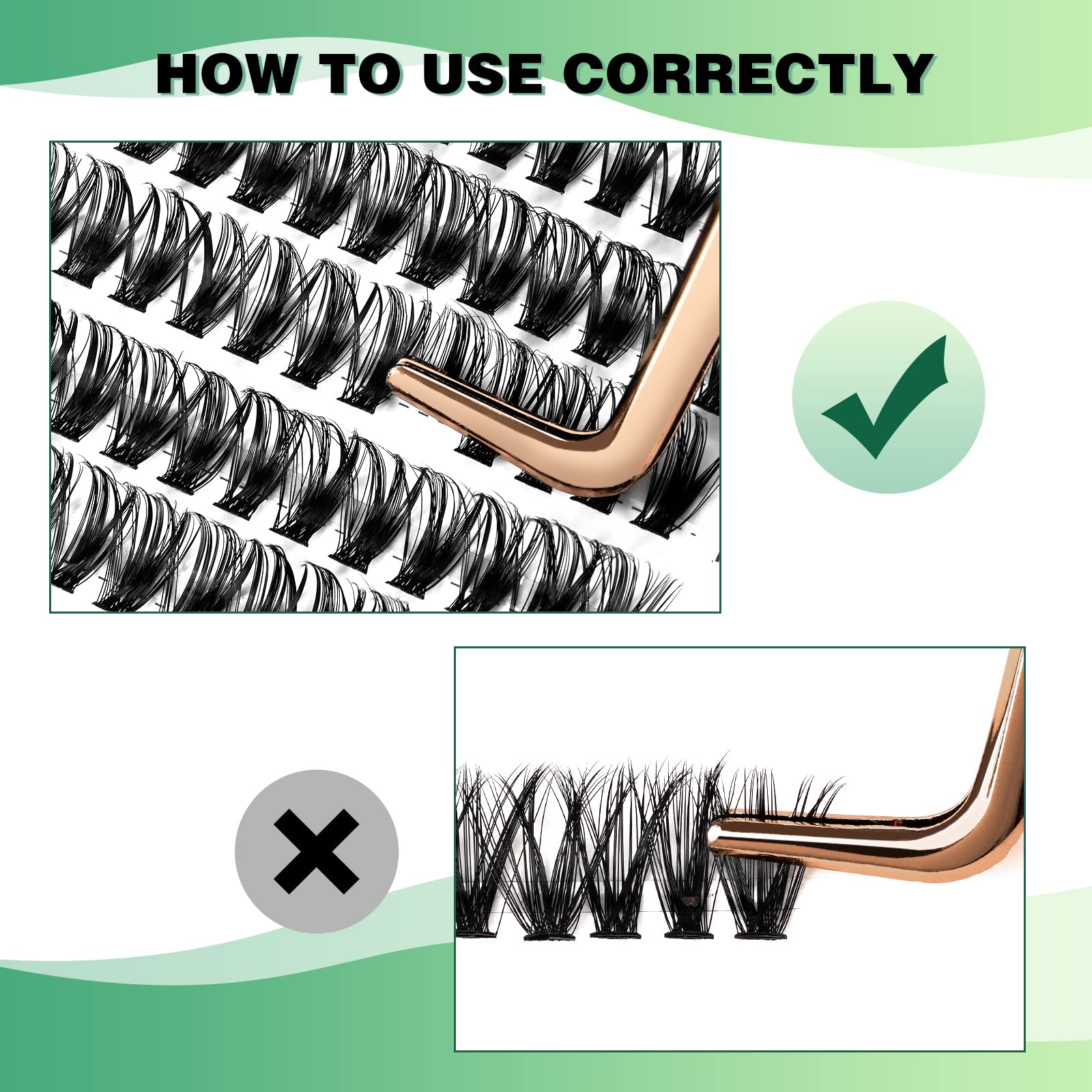 KEYYOU soft natural cluster lashes for a gentle, believable lash line.