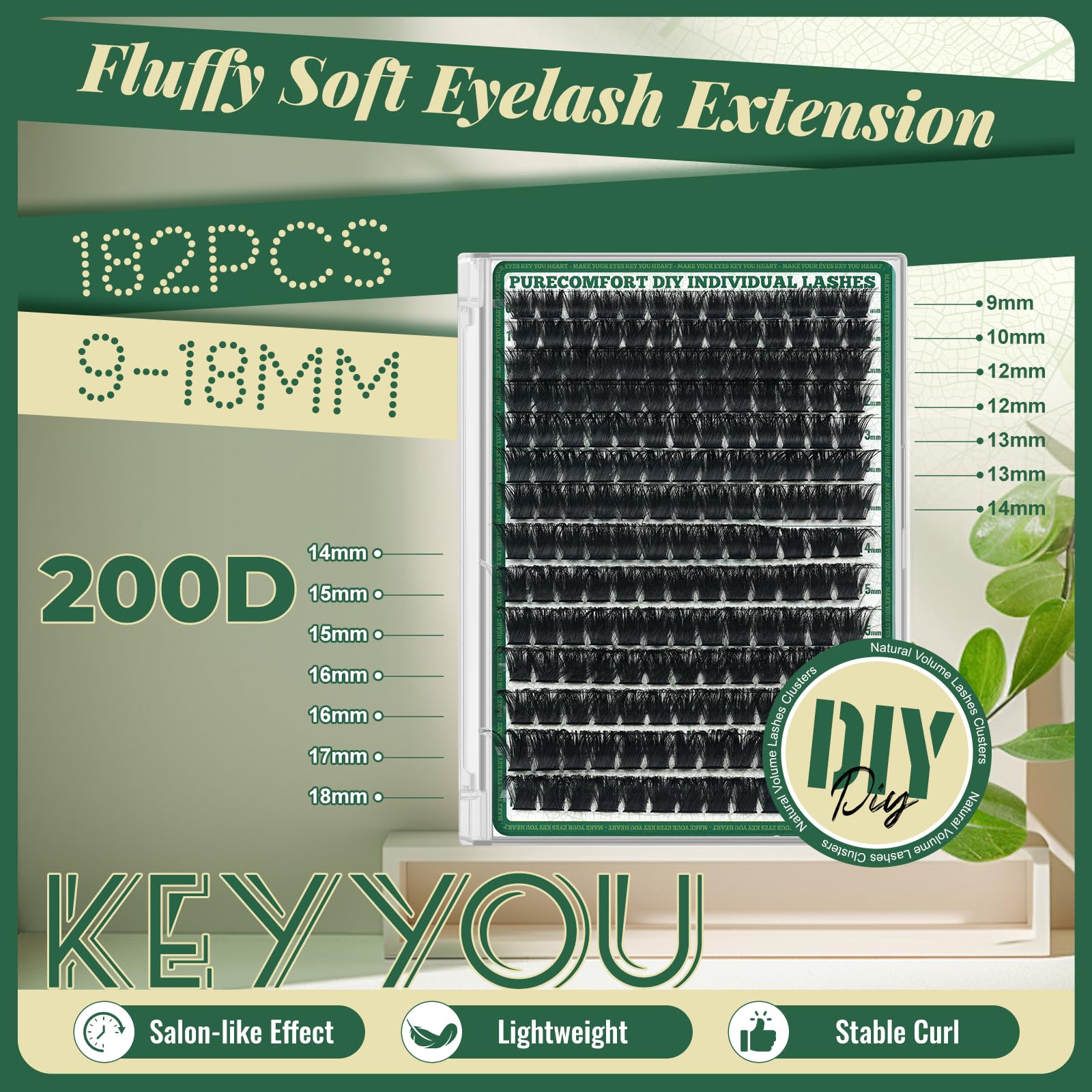KEYYOU Vegan matte finish gives authentic lash appearance.