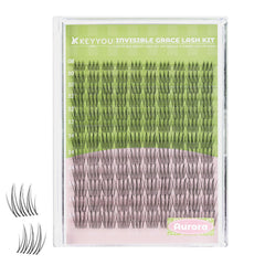 KEYYOU Venus Aurora Naiad lash clusters with invisible band for a seamless look.