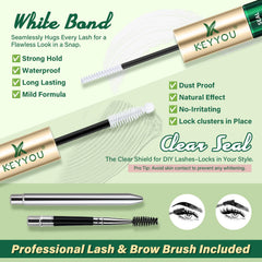 KEYYOU Waterproof lash glue close-up highlighting long-lasting wear in sweat and humidity.