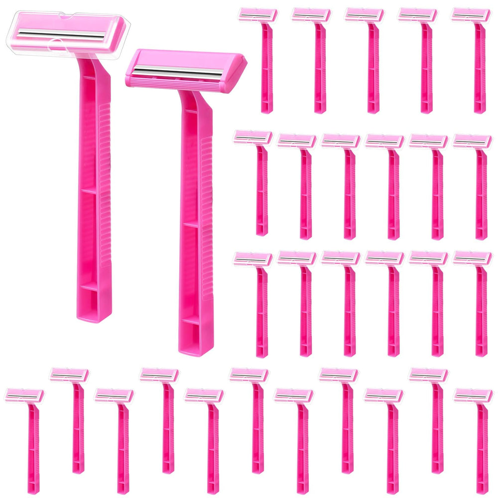 KFPPLXQ pink twin blade razor close-up for smooth, portable grooming.