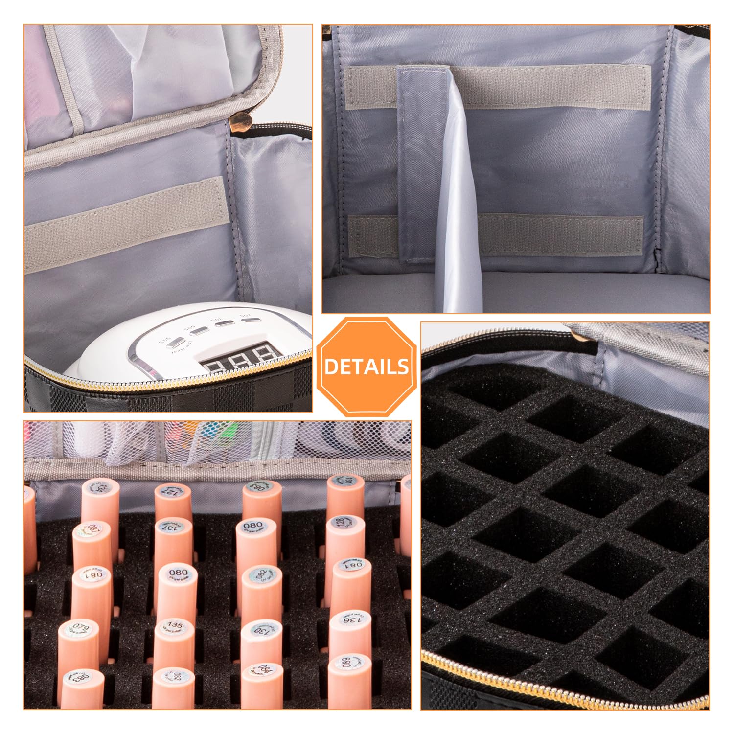 KGMCARE adjustable cushion on top space guards the nail lamp and saves room