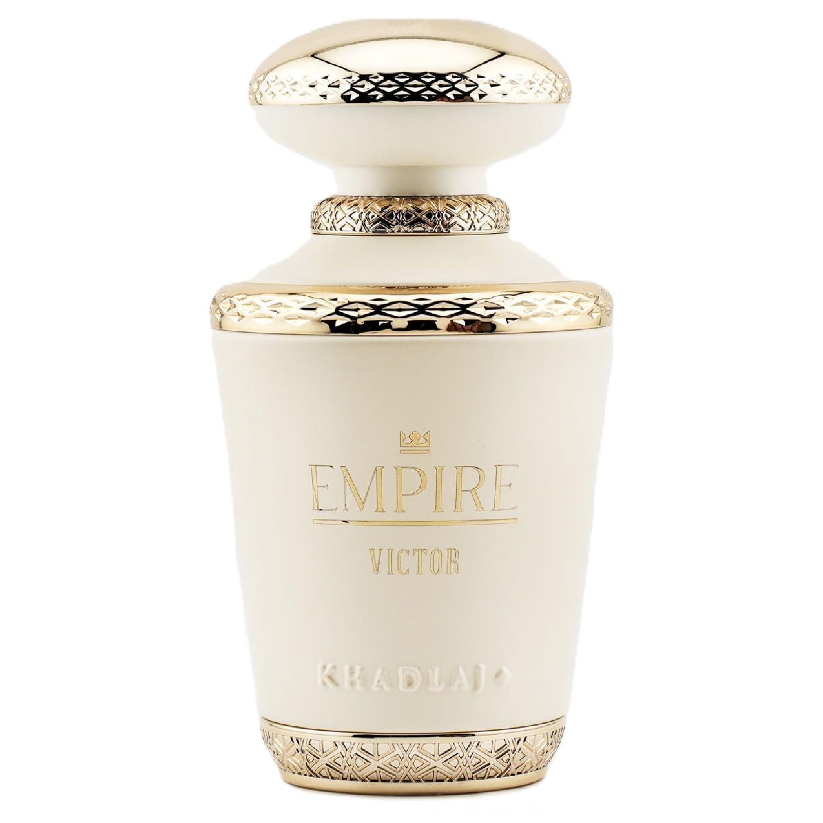 Khadlaj Empire Victor bottle-front view highlights regal design for premium presence.