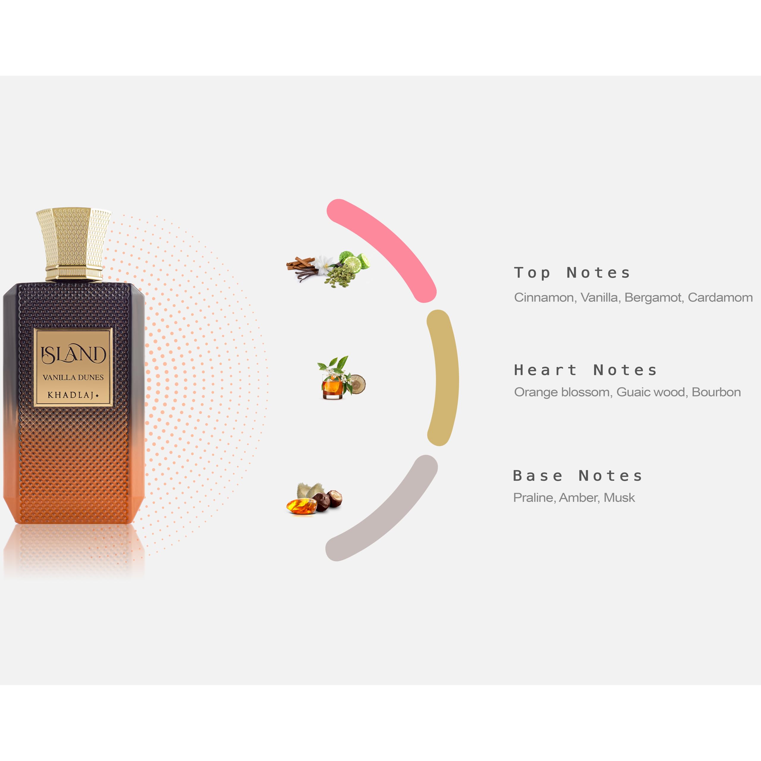 Khadlaj Island Vanilla Dunes perfume spray in motion demonstrates diffuse coverage and aroma.