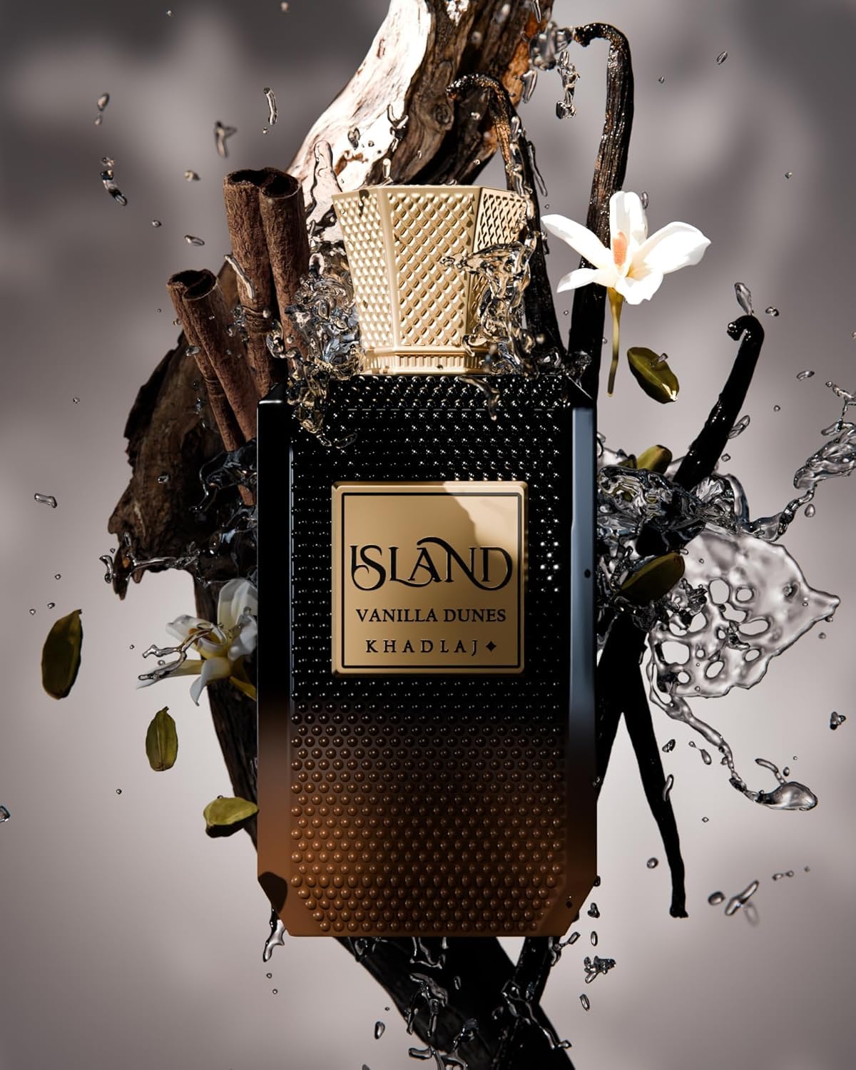 Khadlaj Island Vanilla Dunes pulse-points application, illustrating long-lasting scent.