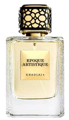 Khadlaj Maison Epoque Artistique bottle artwork highlights a historic-inspired design for a luxe display.