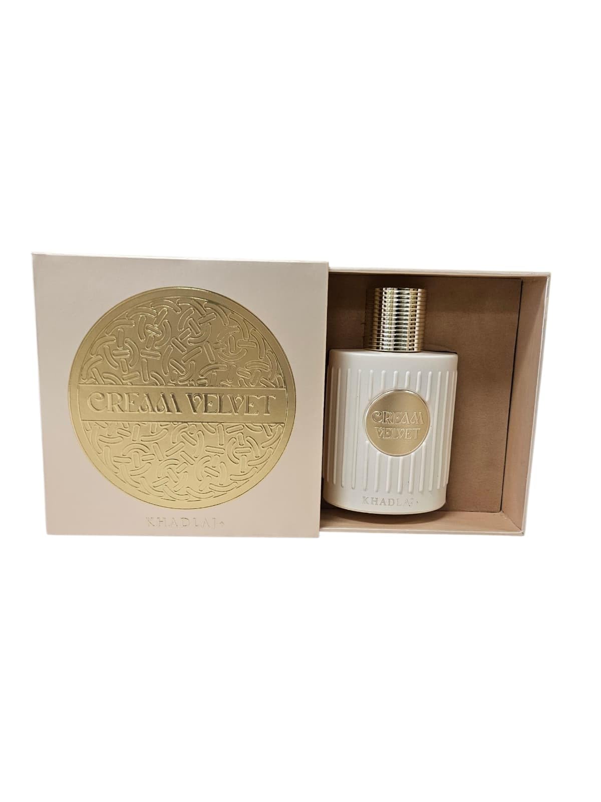 KHADLAJ PERFUMES Cream Velvet bottle showing luxurious gourmand aroma