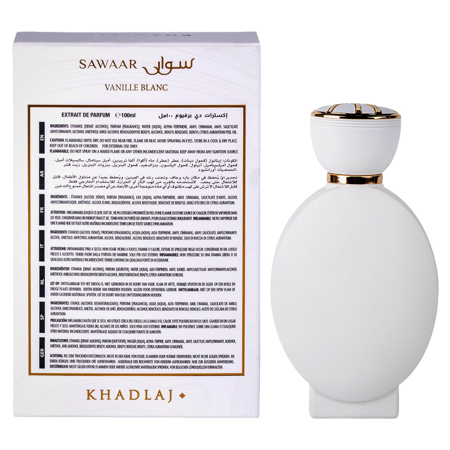 Khadlaj Sawaar Vanille Blanc cap closeup emphasizes refined elegance and profile