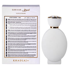 Khadlaj Sawaar Vanille Blanc cap closeup emphasizes refined elegance and profile
