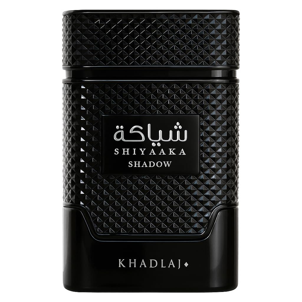 Khadlaj Shiyaaka Shadow bottle and pour highlights its long-lasting spicy-woody profile.