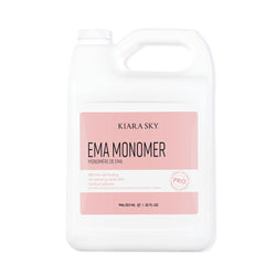Kiara Sky EMA Monomer bottle close-up showing a clear, self-leveling liquid for smooth acrylics.