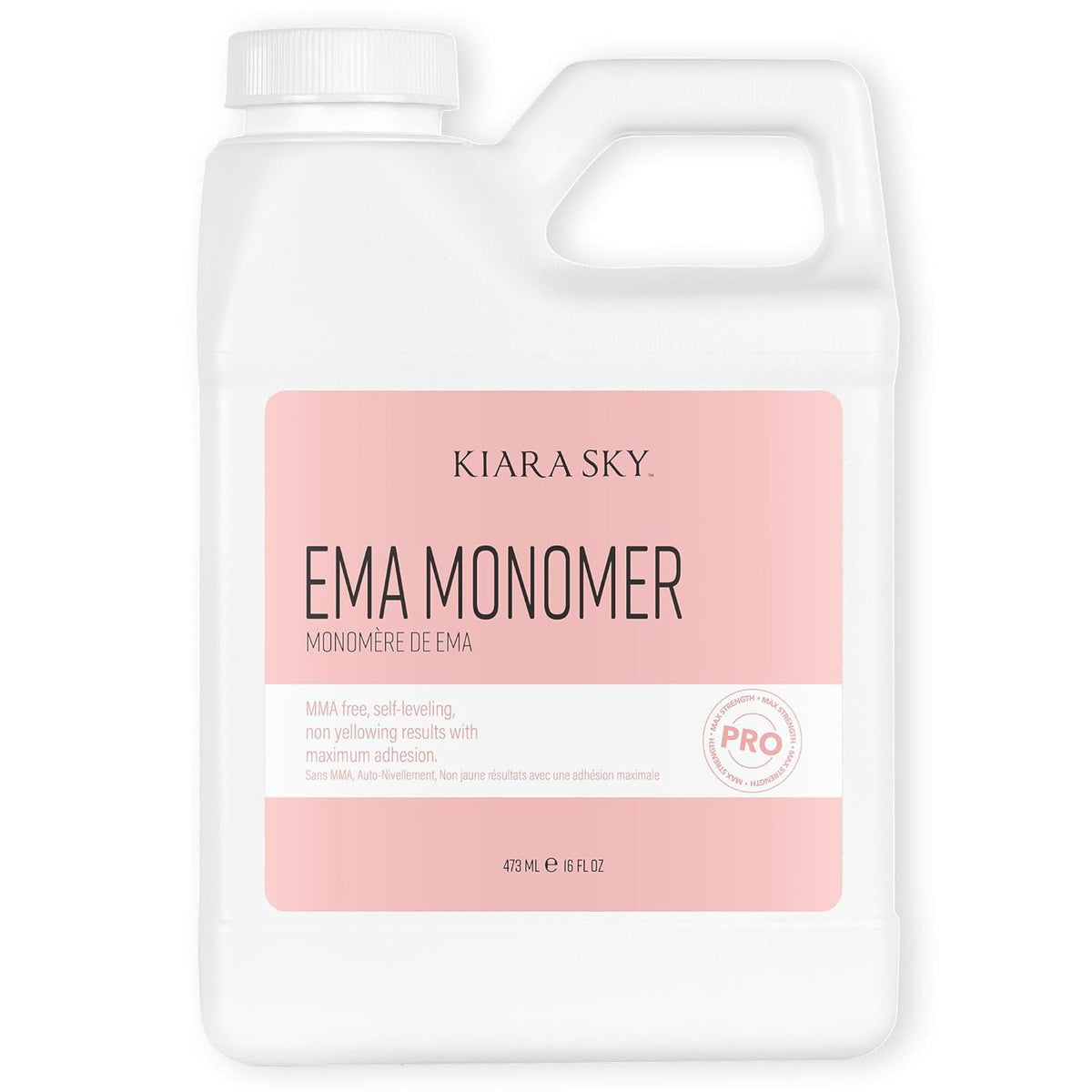 Kiara Sky EMA Monomer bottle showing smooth, self-leveling liquid for flawless acrylic applications