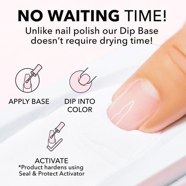 KIARA SKY Uñas naturales fortalecidas con base dip para mayor resistencia.