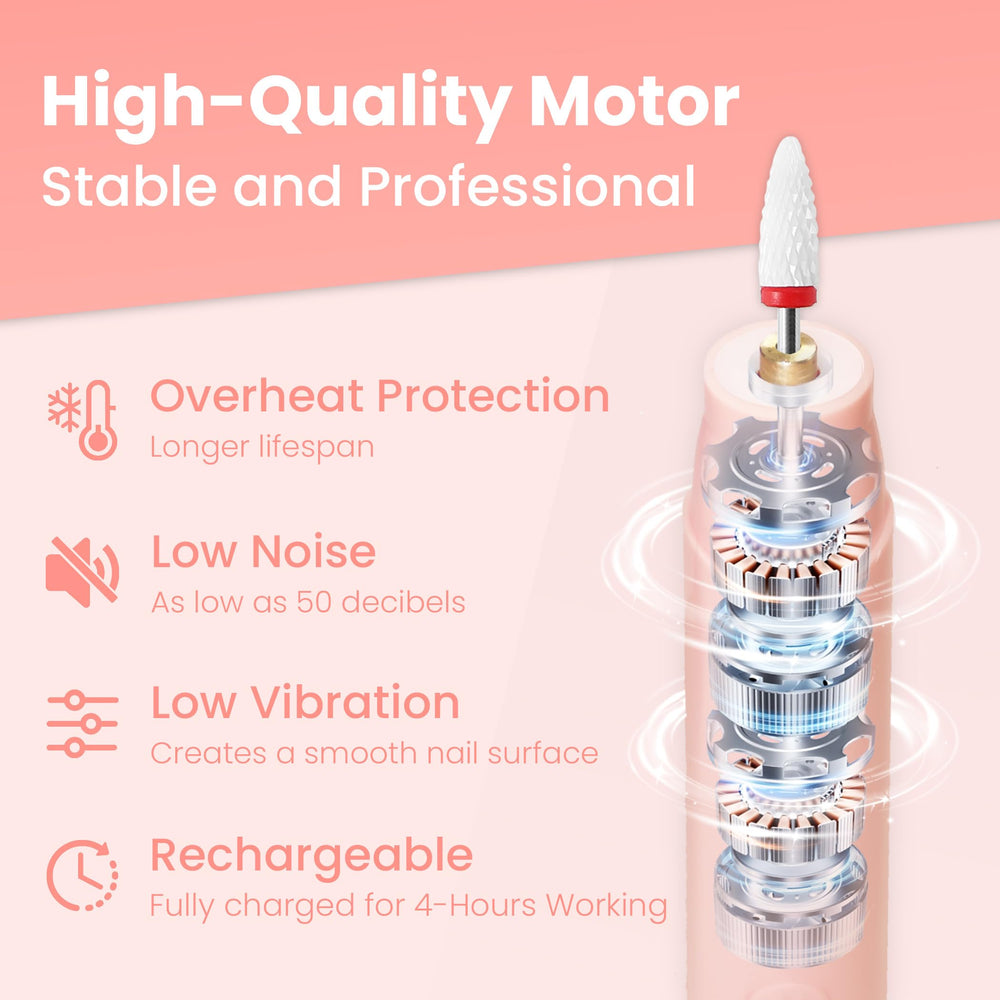 Kiaryuoll nail drill LED light illuminates details for nail art at home.