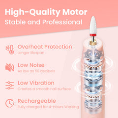 Kiaryuoll nail drill LED light illuminates details for nail art at home.