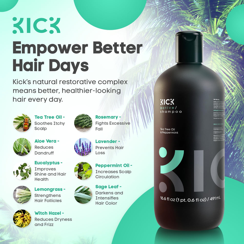 Kick Mens Shampoo foamy lather demonstrates sulfate-free cleansing