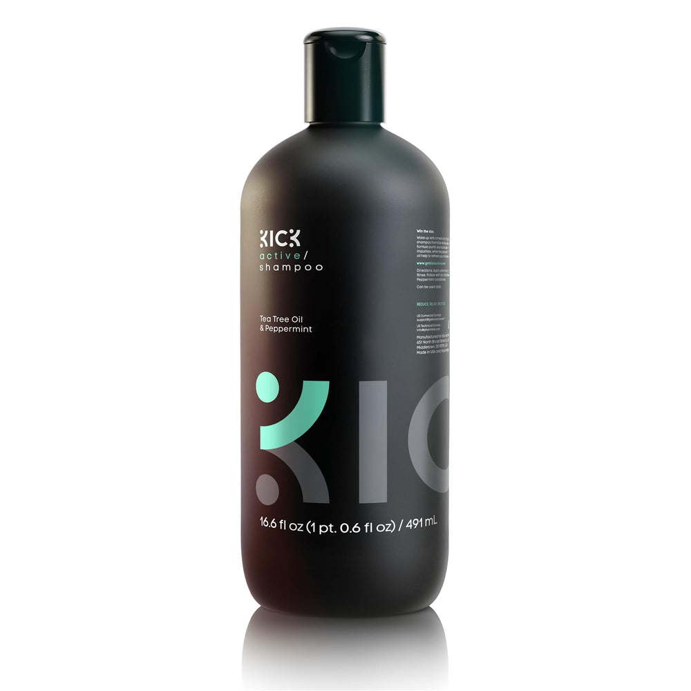 Kick Mens Shampoo pump bottle, sleek design for oil control
