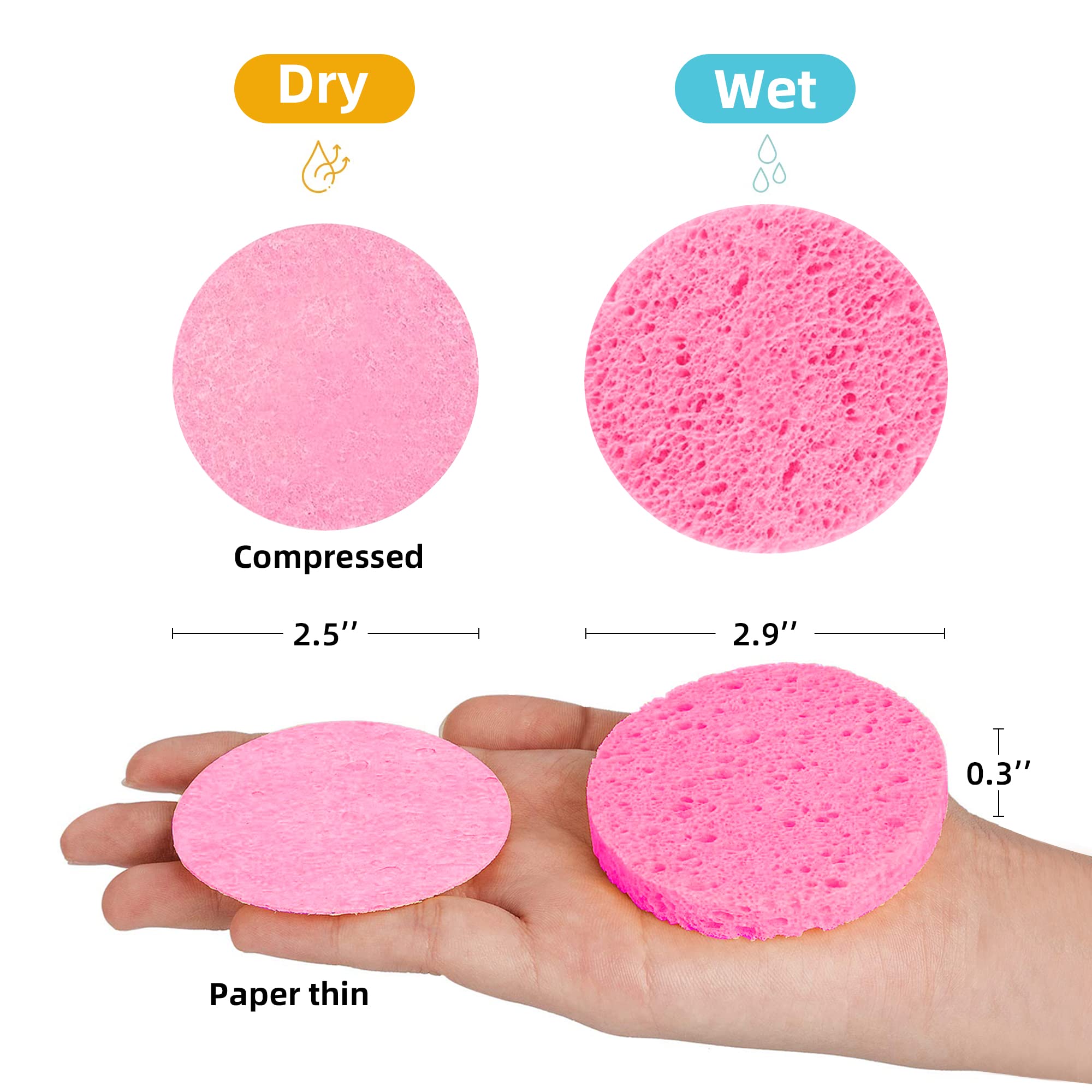 Kickleen cellulose sponge in use for makeup removal and cleansing.