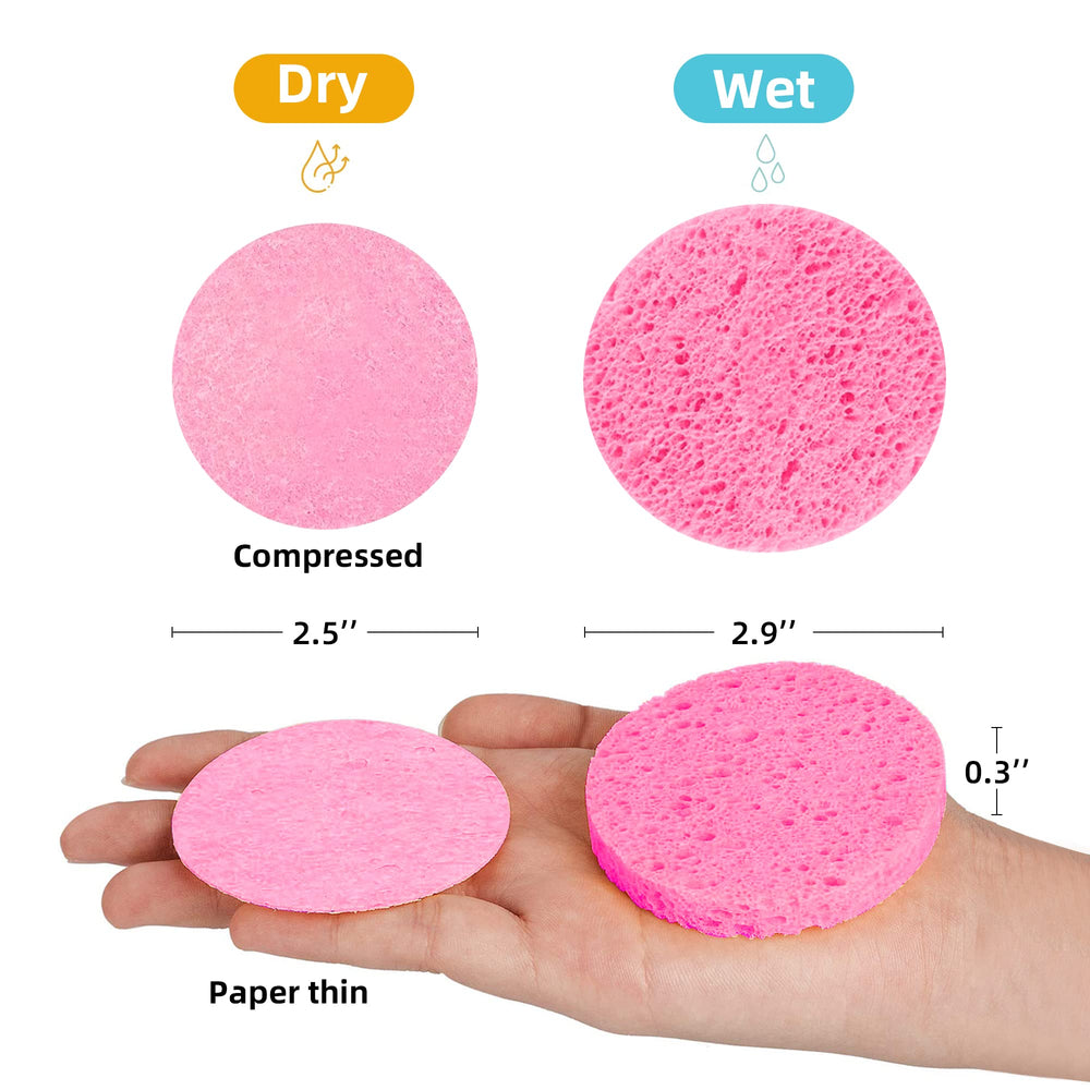 Kickleen cellulose sponge in use for makeup removal and cleansing.