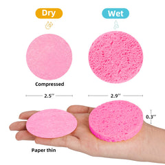Kickleen cellulose sponge in use for makeup removal and cleansing.