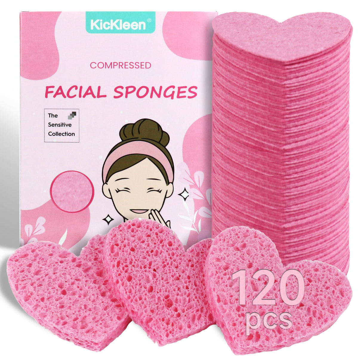 Kickleen heart-shaped sponge for gentle cleansing and light exfoliation.