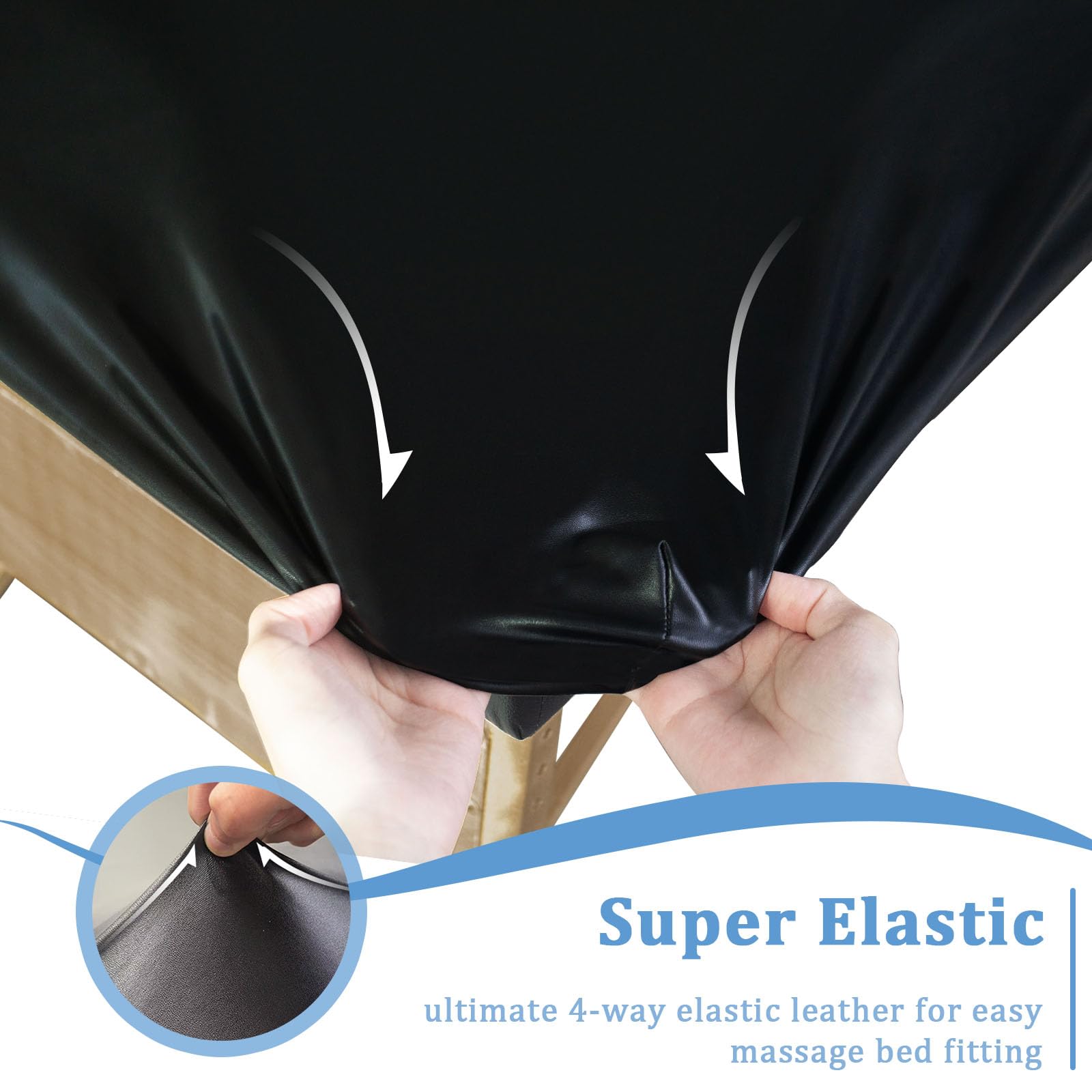 Decorative black cover refreshes an older table without full replacement.