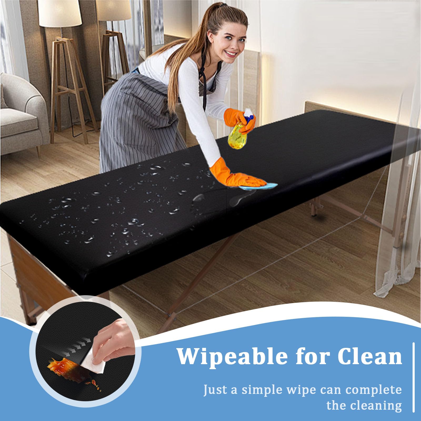 Quick-drying, non-porous surface speeds post-session cleanup.