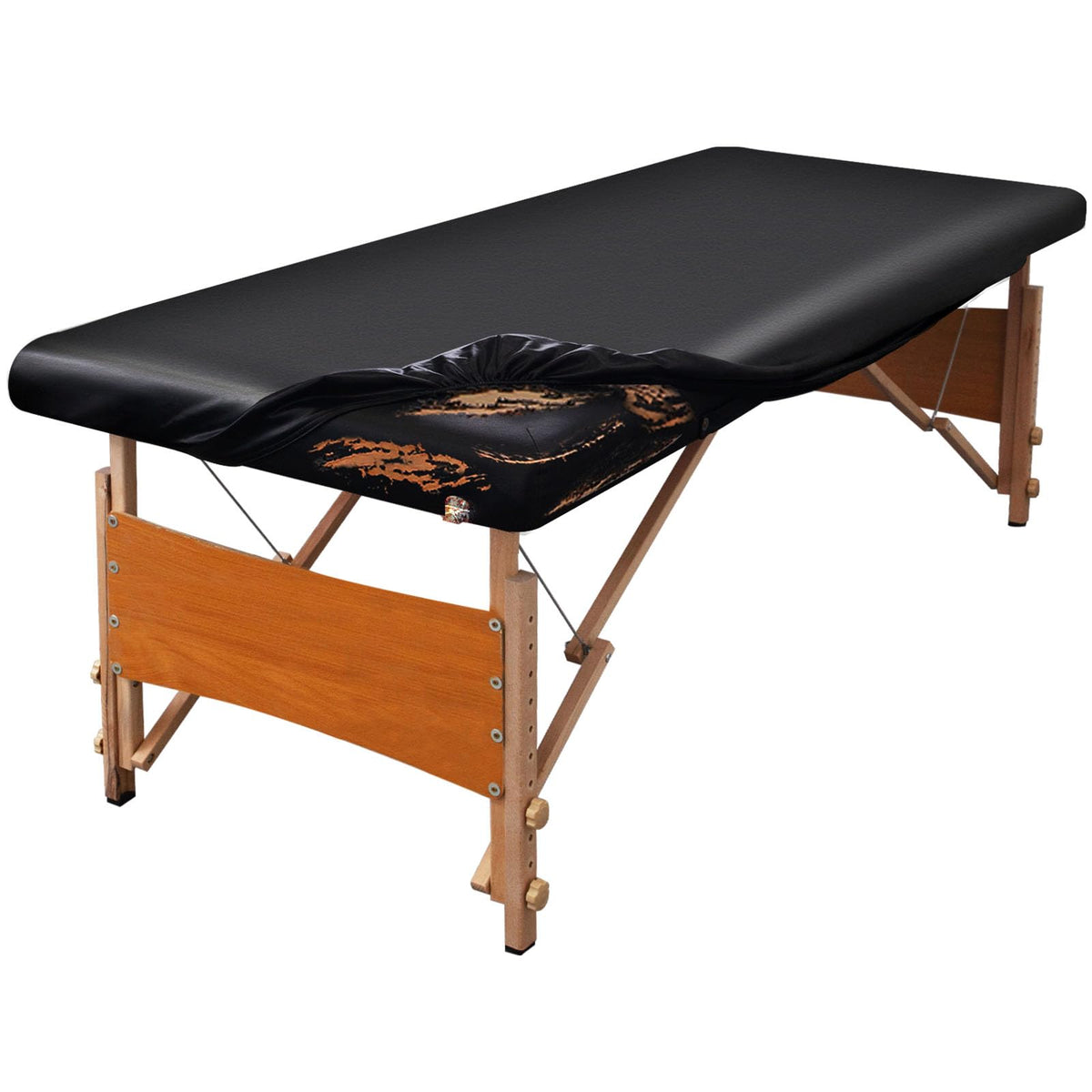 KIDOACOW leather massage table cover in black offers wipeable protection.